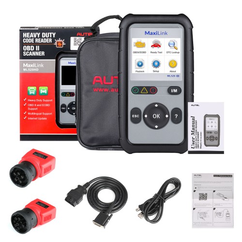 Autel MaxiLink ML529HD OBD2 Scan Tool with Enhanced Mode 6/One-Key Ready Test for Heavy-Duty J1939 & J1708 with AutoVIN/Online Update/Print Data
