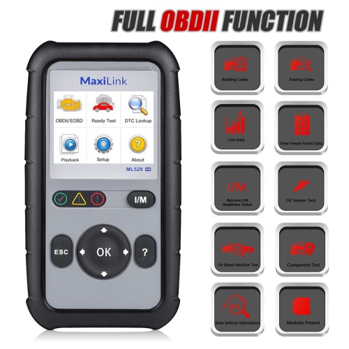 Autel MaxiLink ML529HD OBD2 Scan Tool with Enhanced Mode 6/One-Key Ready Test for Heavy-Duty J1939 & J1708 with AutoVIN/Online Update/Print Data