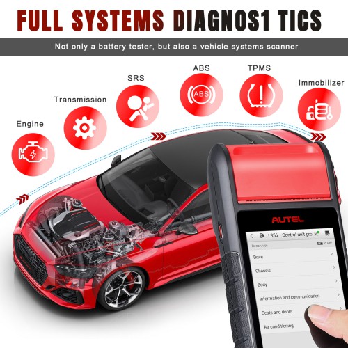 Autel MaxiBAS BT608E 6V & 12V Battery Analysis Tool, BMS Reset, Cranking & Charging Systems Analyzer, All System Diagnostic Tool