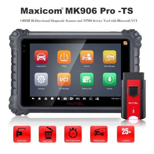 EU Ver Autel Scanner MaxiCOM MK906 Pro-TS Top TPMS Programming, ECU Coding, Full TPMS, Active Test, 36+ Services, DoIP/CAN FD Upgrade ver.MS906 Pro-TS