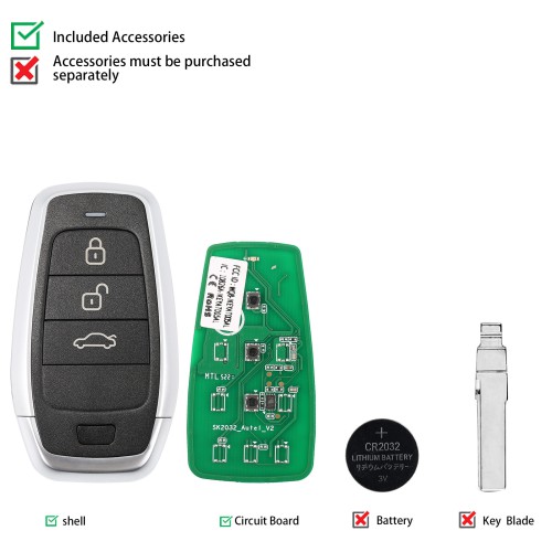 AUTEL IKEYAT003BL Independent 3 Buttons Smart Universal Key