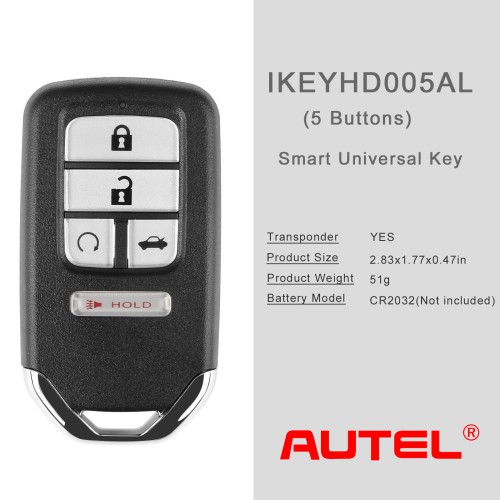 AUTEL IKEYHD005AL Honda 5 Buttons Smart Universal Key