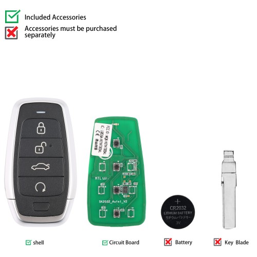 AUTEL IKEYAT004EL AUTEL  Independent 4 Buttons Smart Universal Key